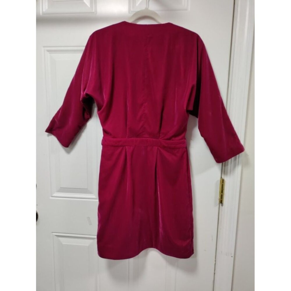 Paris Atelier & Other Stories Womens Wrap Dress Berry Velvet Glam Twee M - Picture 5 of 12